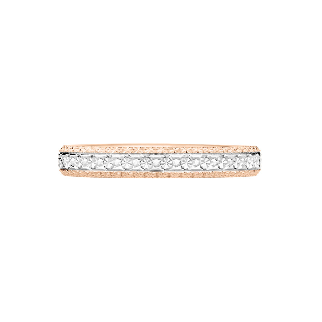 Alliance Multi Facettes Diamantee Demi Jonc Classique Or Bicolore