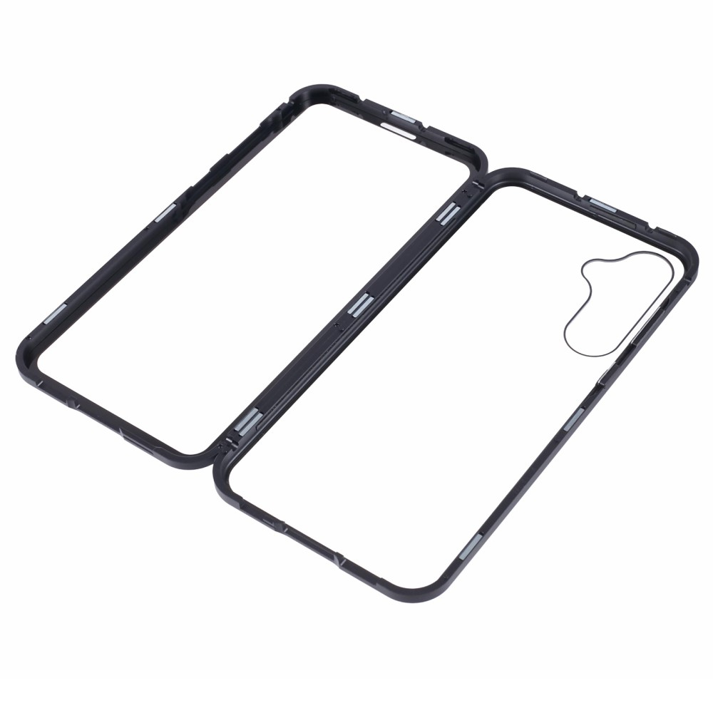 Samsung Galaxy A55 Magnetische Alu Schutzhülle mit Panzer Glas Backcover   Displayschutz (Magnet-Technologie) - Schwarz