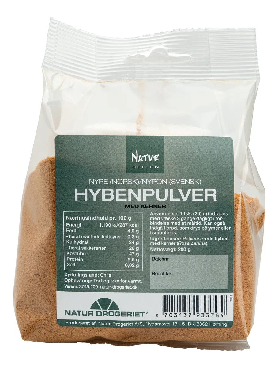 Natur-Drogeriet Hybenpulver m. Kerner - 200 g.