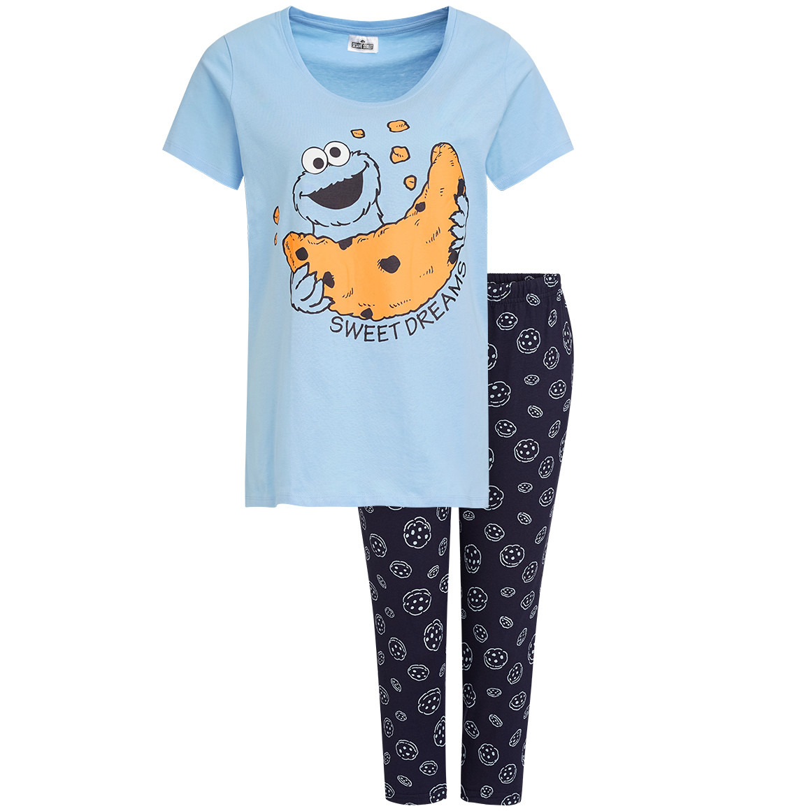 Gina Benotti Sesamstraße Shorty mit Krümelmonster-Print dunkelblau / hellblau