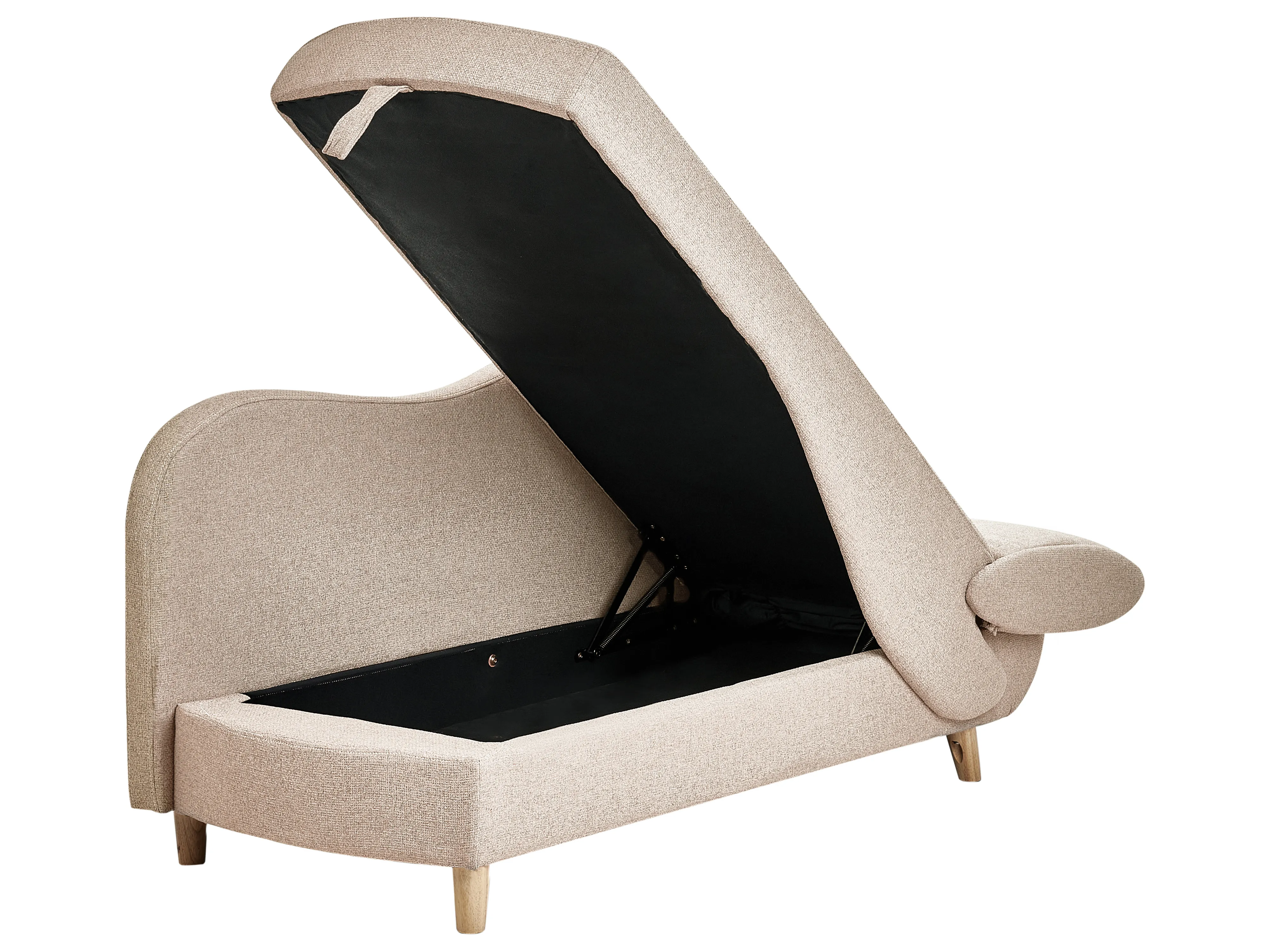 Rechtszijdige chaise longue MERI Kunstlinnen Lichtbruin met opbergruimte