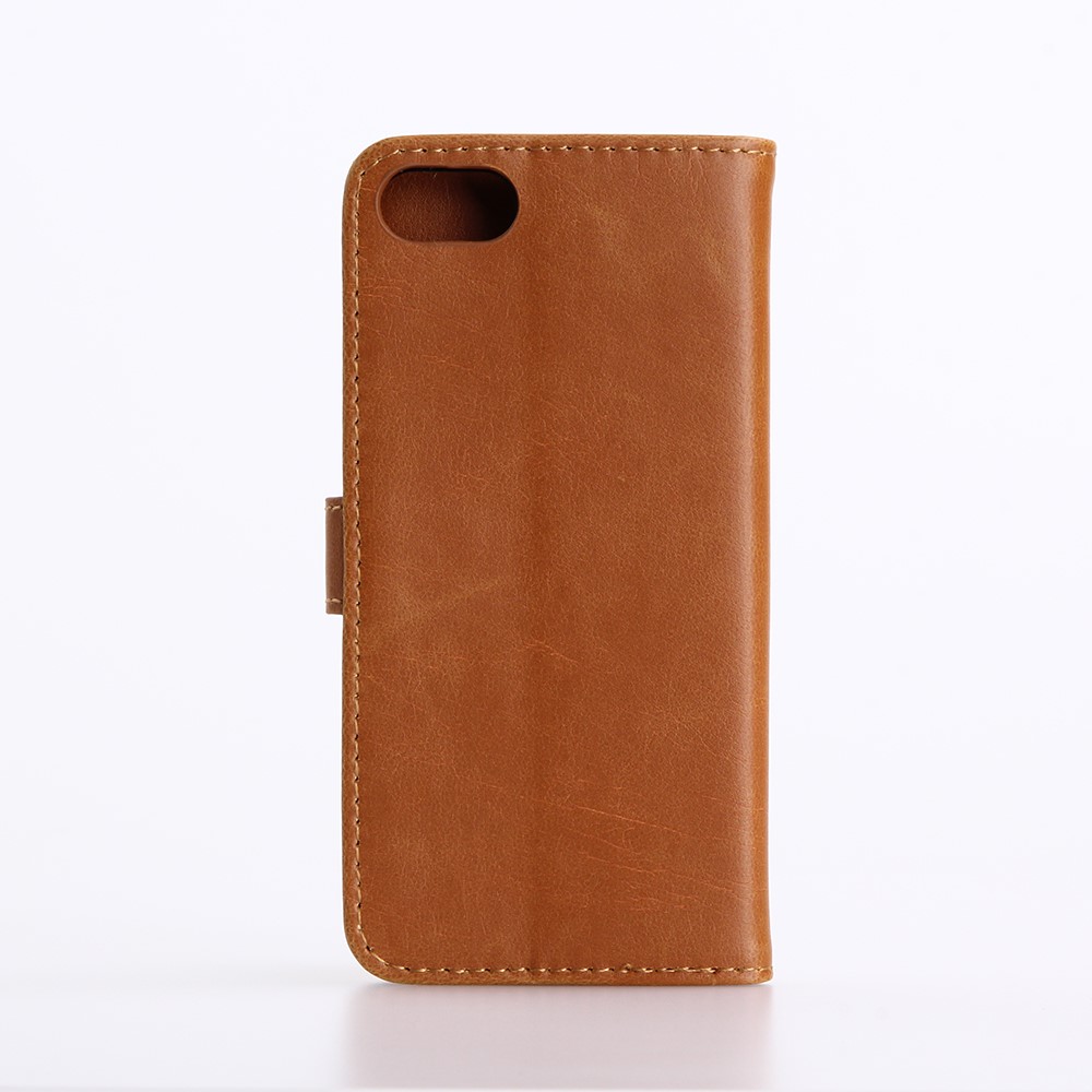 iPhone SE (2022/2020) / 8 / 7 Leder Tasche Flipcover Wallet mit Kartenfächern - Braun