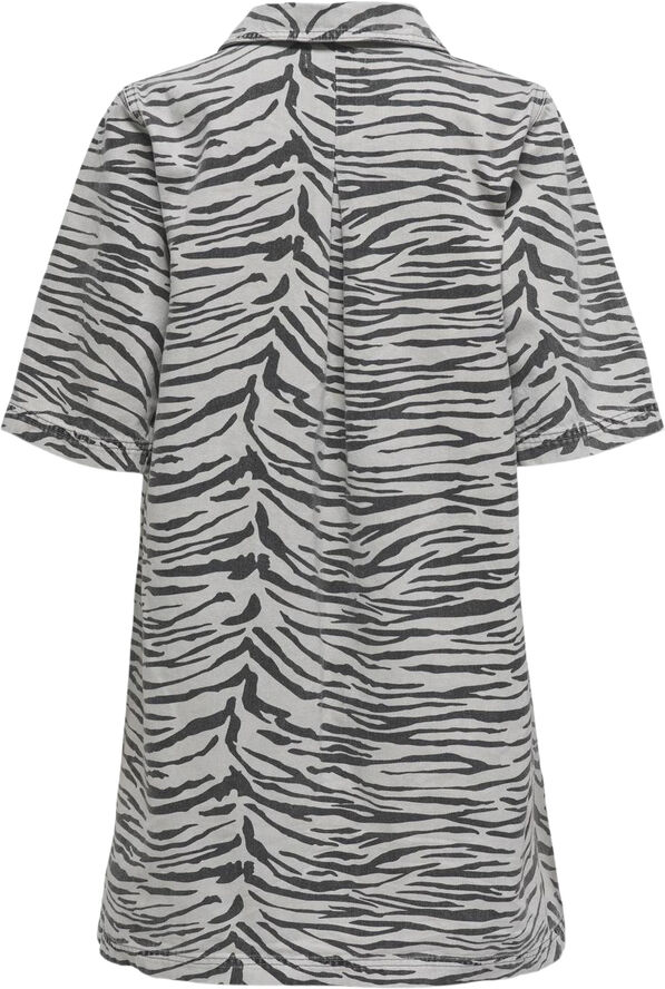 ONLY ONLGRY SS ZEBRA DRESS DNM SIK Light grey denim/zebra