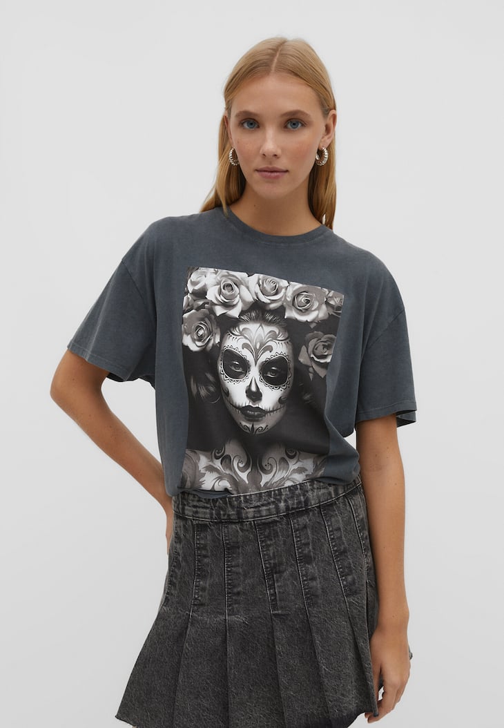 Camiseta fotográfica tamanho grande com estampa do furacão Katrina