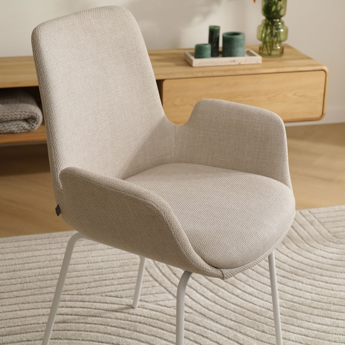 Eetkamerstoel Nora-Eef beige - wit onderstel