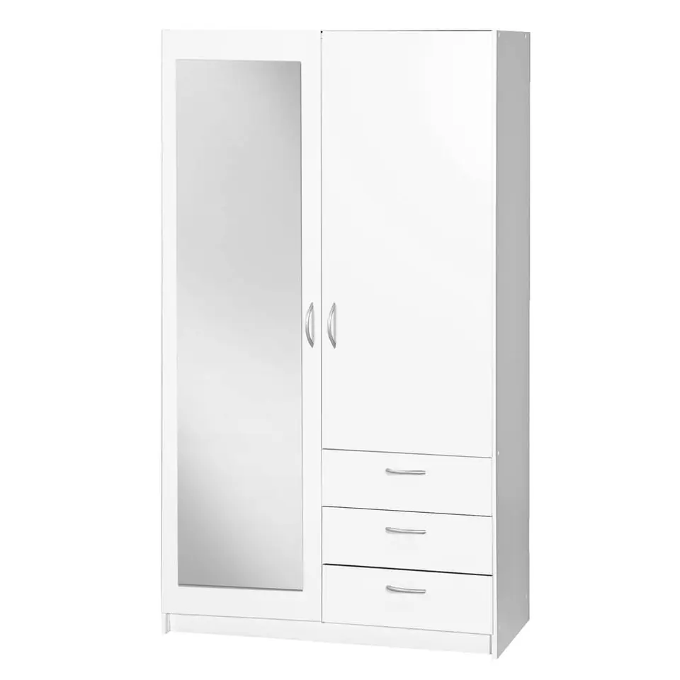Kledingkast Varia 2-deurs met spiegel - wit - 175x97x50 cm