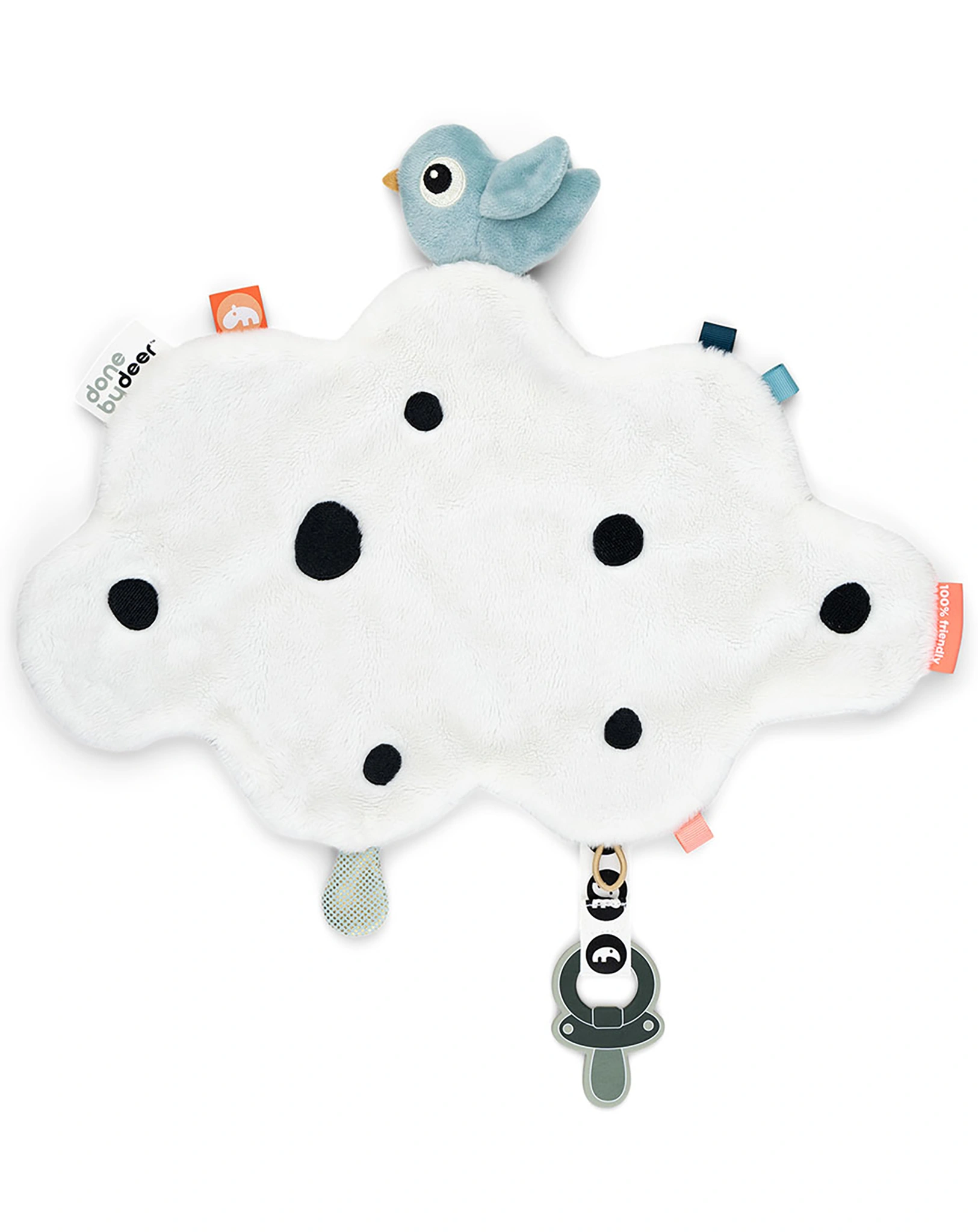 Schmusetuch HAPPY CLOUDS mit Schnullerhalter in blau