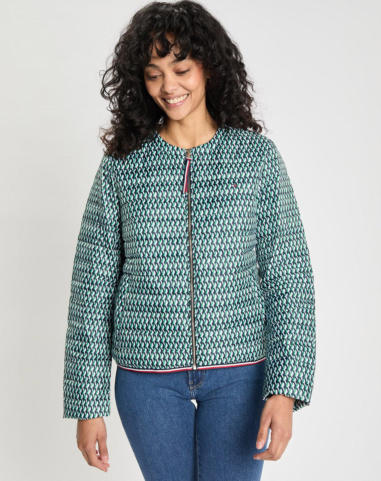 Tommy Hilfiger Doudoune fine imprimée vert/blanc/bleu marine
