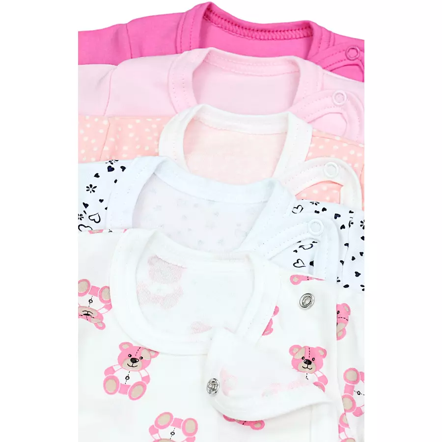 TupTam Baby Mädchen Wickelshirt Langarm 5er Set rosaweiß