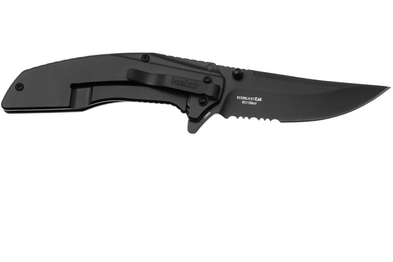 Kershaw Outright 8320BLST Black PVD Serrated 8Cr13MoV, Black PVD G10 overlay, zakmes