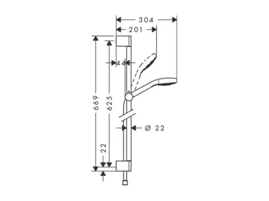 Set de douche Vario avec barre Unica'Croma 65 cm blanc/chromé Hansgrohe Croma Select E