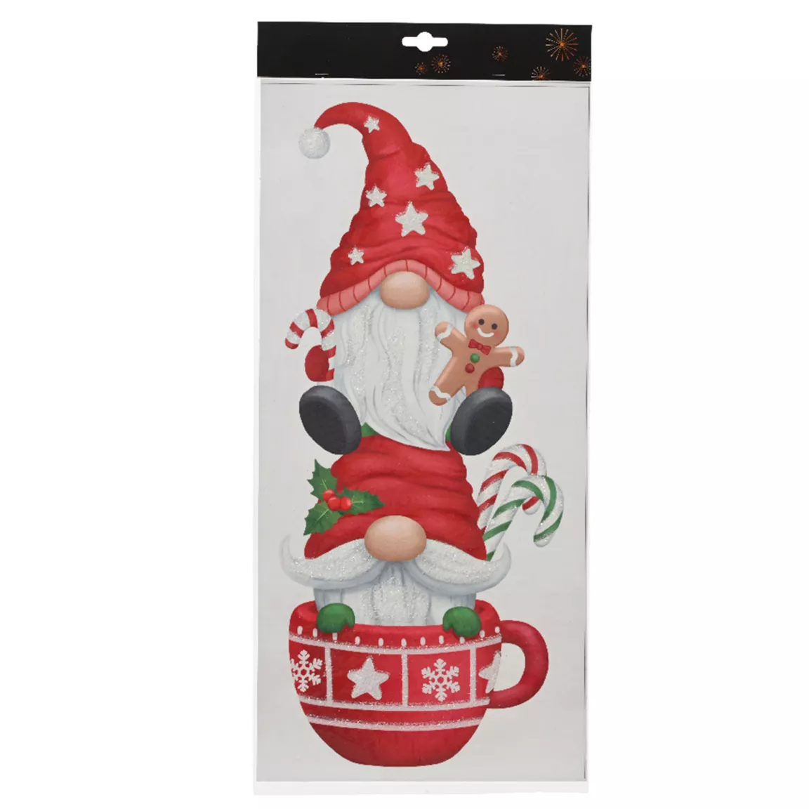 Sticker de Noël pour fenêtre Tasse et Lutins gourmands