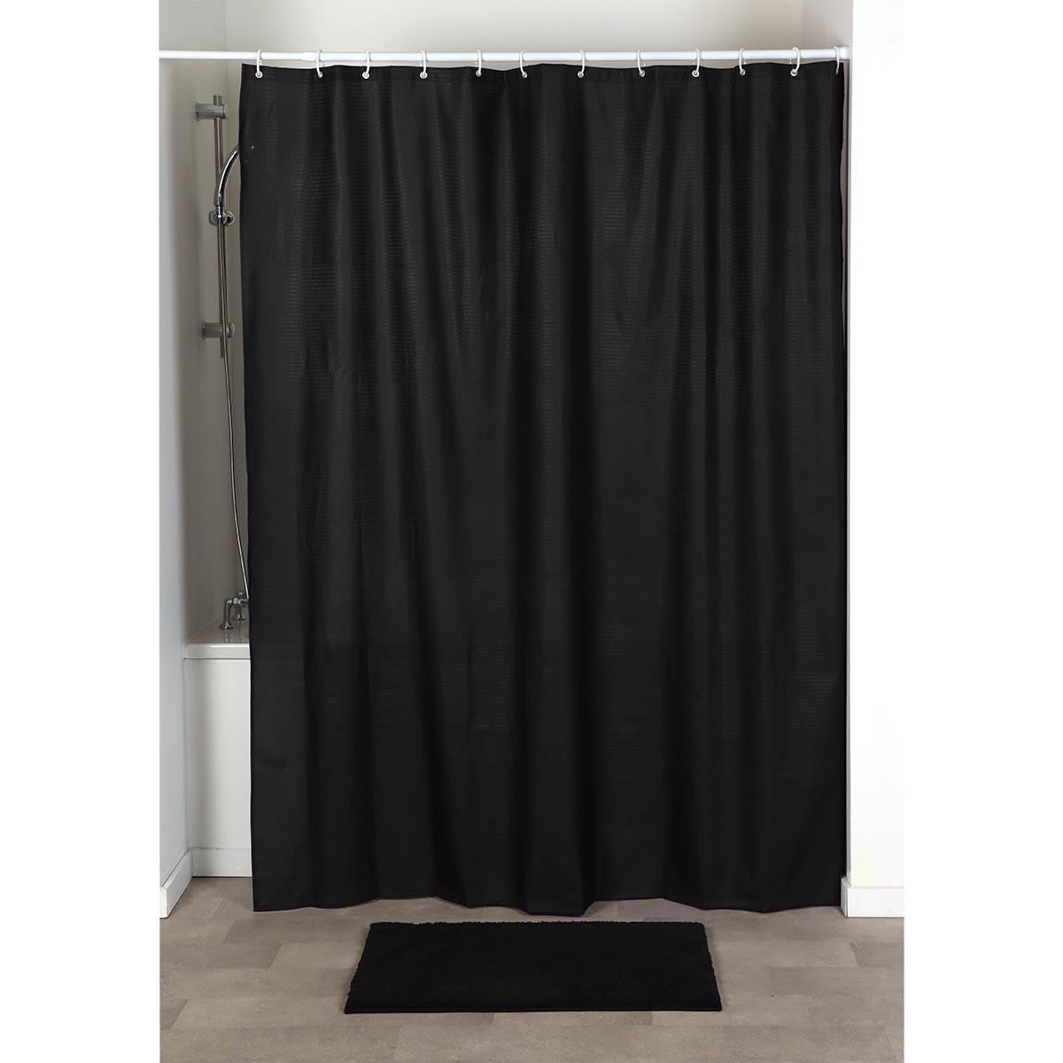 RIDEAU DE DOUCHE MICROFIBRE 180X200CM NOIR