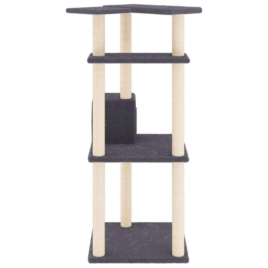 Arranhador para gatos vidaXL com hastes de sisal cinza escuro, 123 cm
