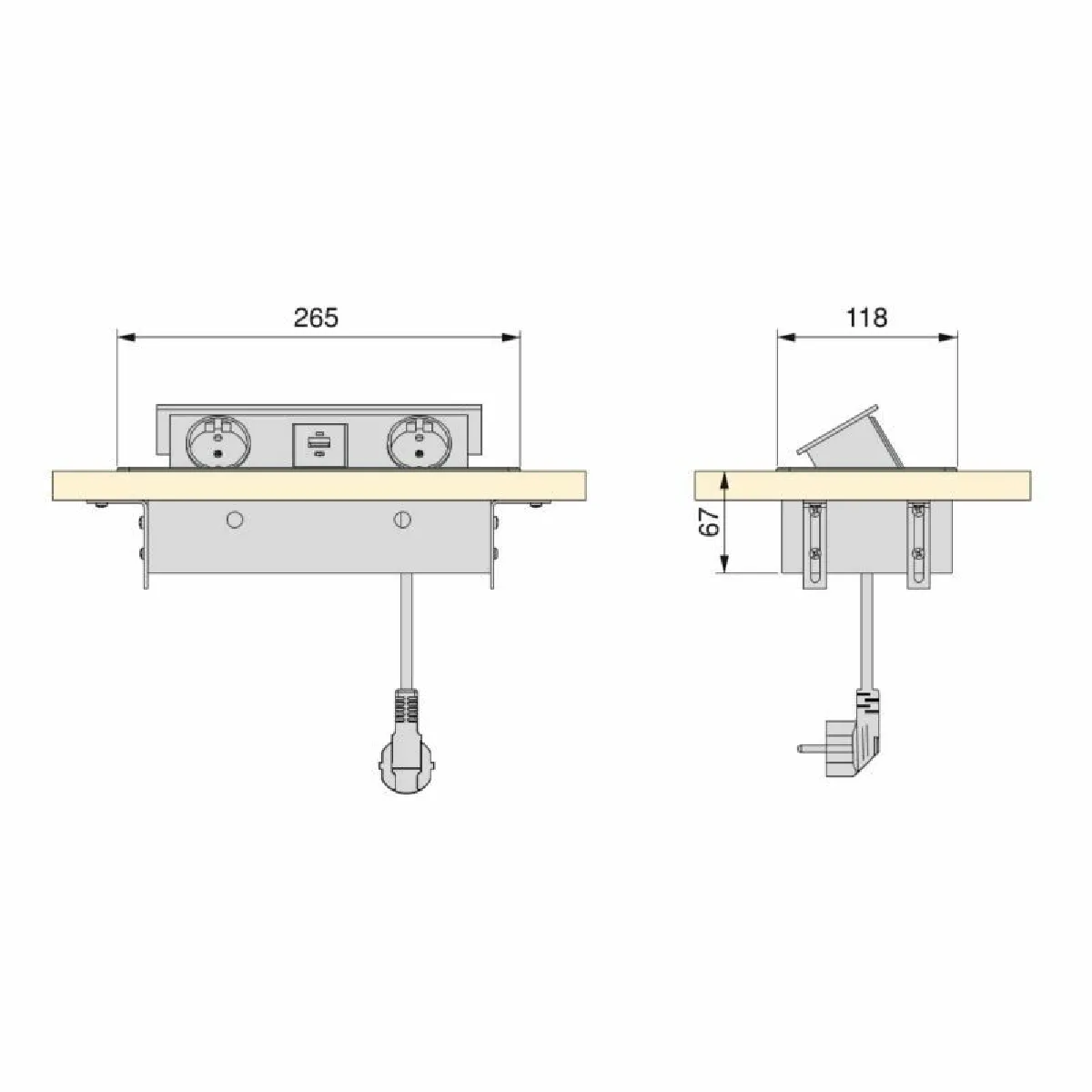 Emuca multiconnecteur pour bureau Atom lite - Blanc