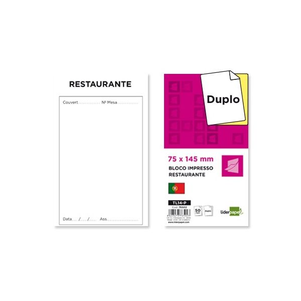 LiderPapel Bloco de Notas de Restaurante 145x75mm Duplicado - 040128-76502