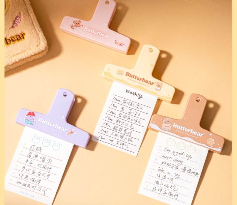 Butterbear - Set van 2: Butterbear Binder Clip Koelkastmagneet