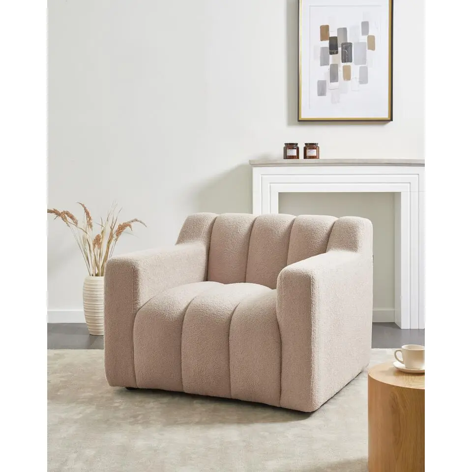 AGERUP - Fauteuil - Beige - Bouclé