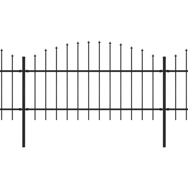 vidaXL Hagegjerde med spydtopp stål (1-1,25)x13,6 m svart
