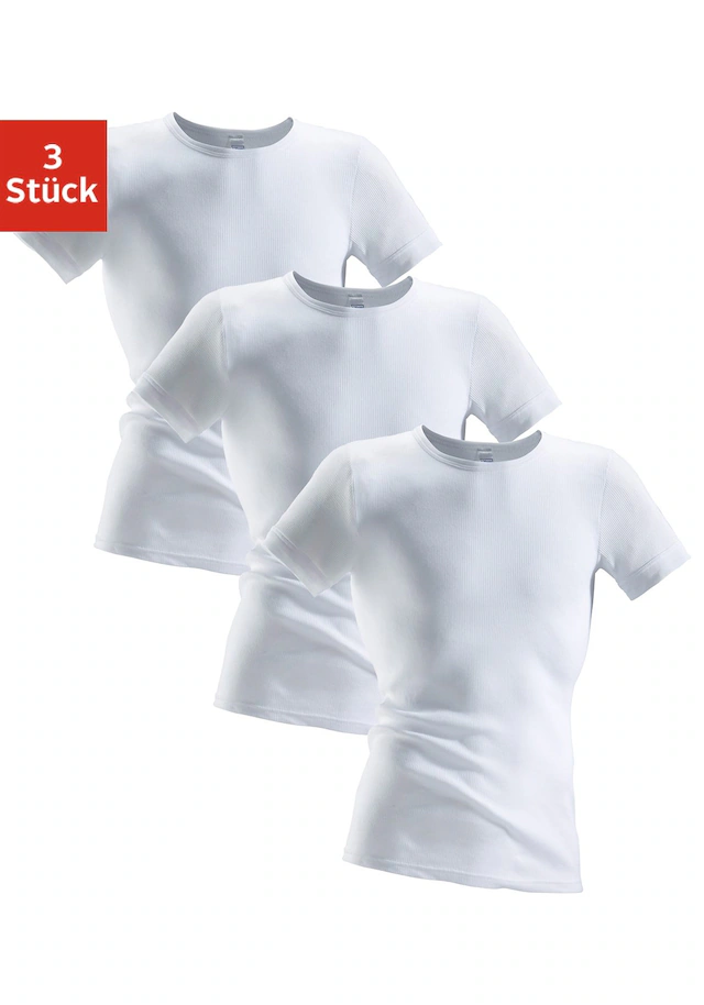 Clipper Unterhemd 3 Stk. tlg., aus Doppelripp, T-Shirt, Unterziehshirt, Kurzarm T-Shirt