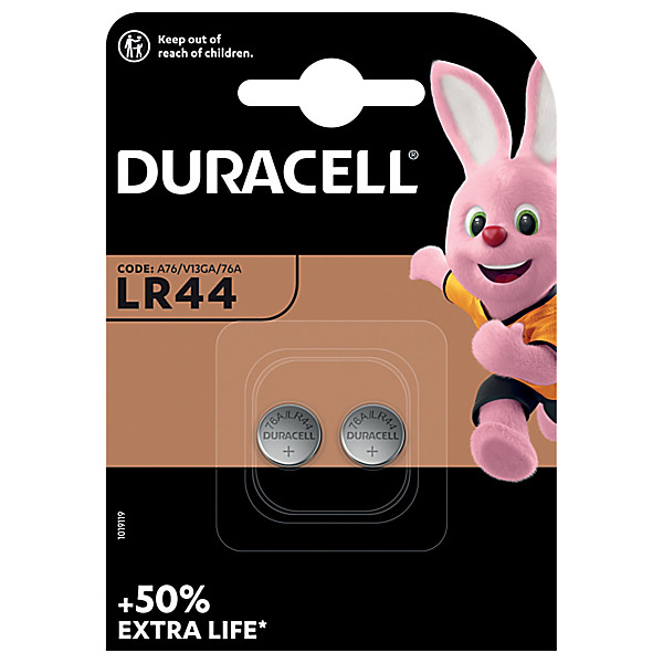 Piles Boutons Duracell Alcalines LR44 A76, lot de 2