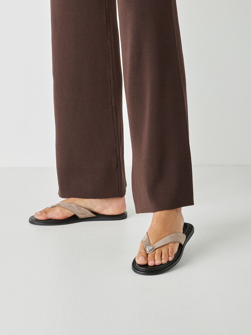 Leren Flip Flops - beige