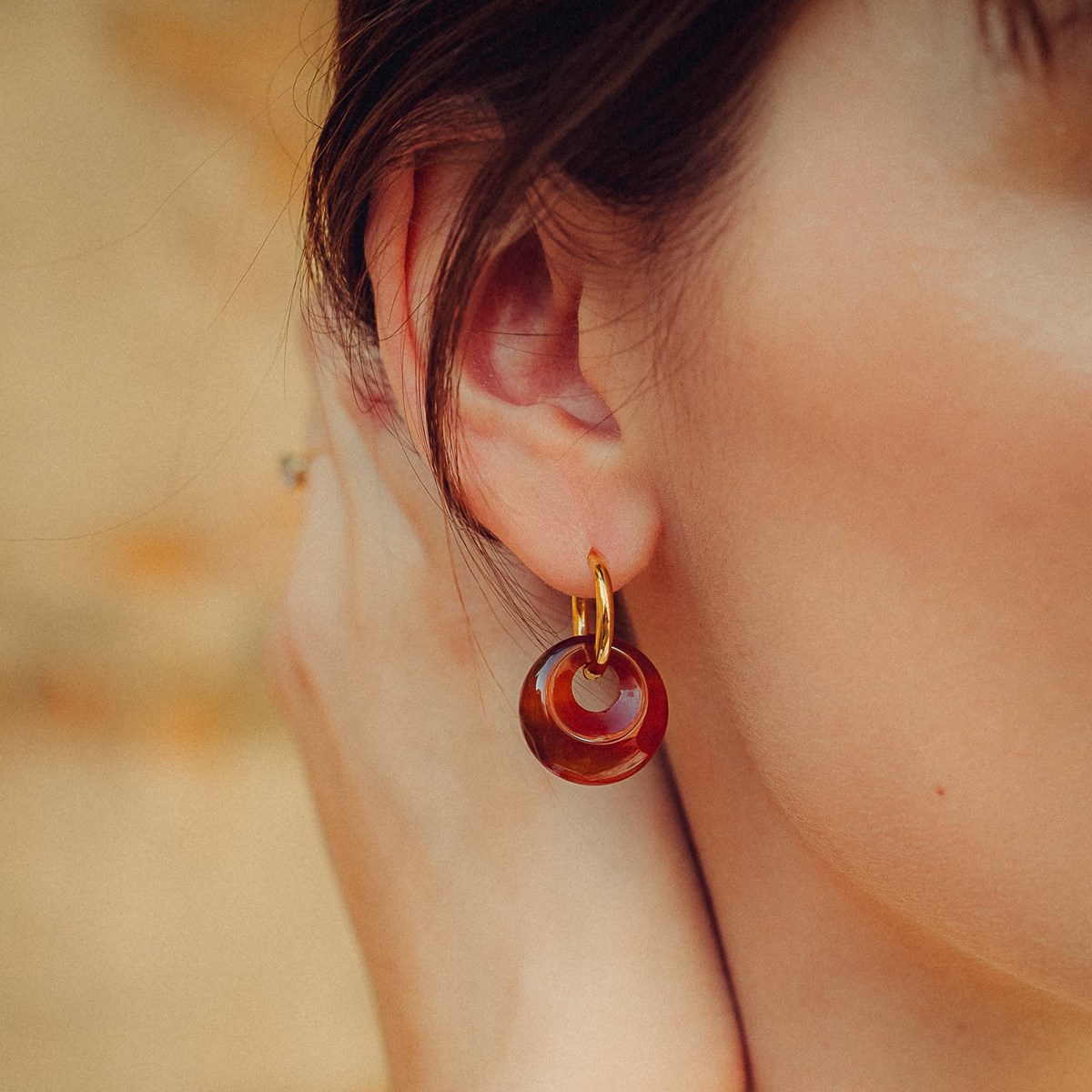 Boucles d'oreilles Blima en pierres Agate rouge