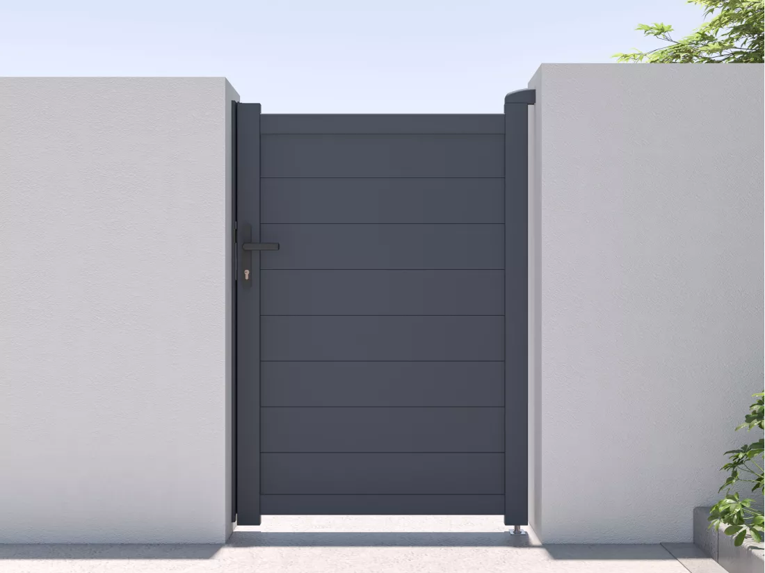 Portillon battant aluminium plein L103 x H150 cm anthracite - NAZARIO
