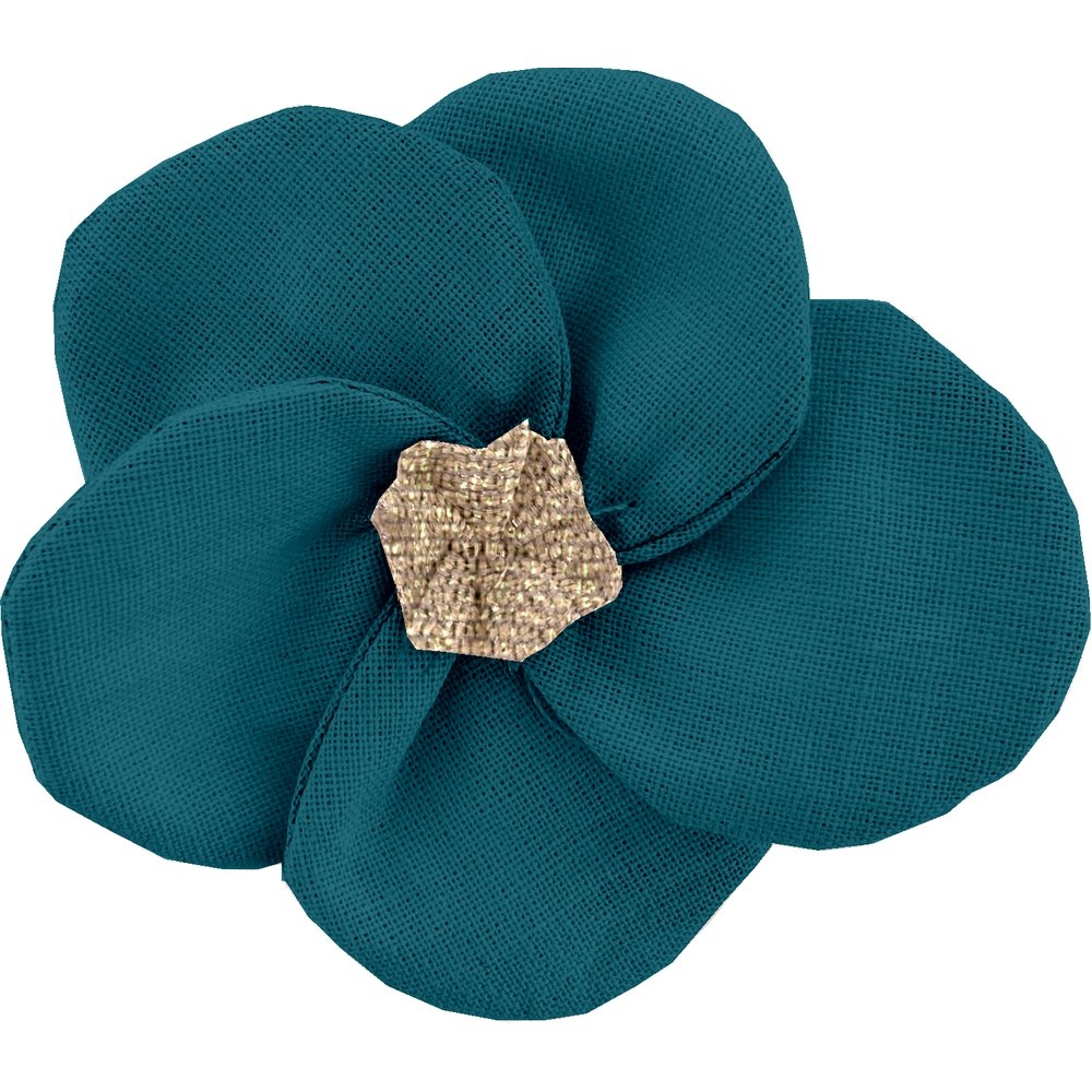 Petite Barrette Pétales De Fleur Bleu Vert