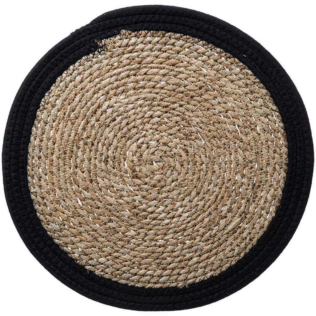 Set de table rond roseau HAPPYPOP noir D 38cm