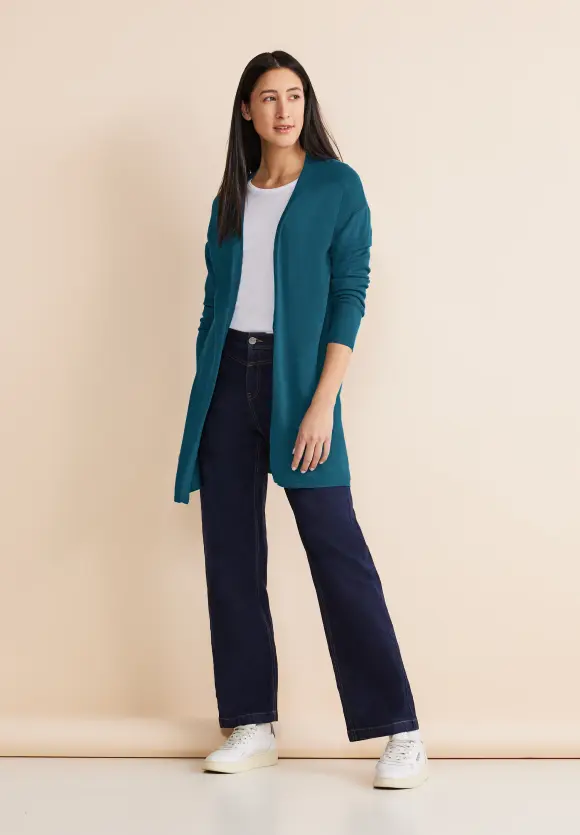 Langer Cardigan - bright turquoise