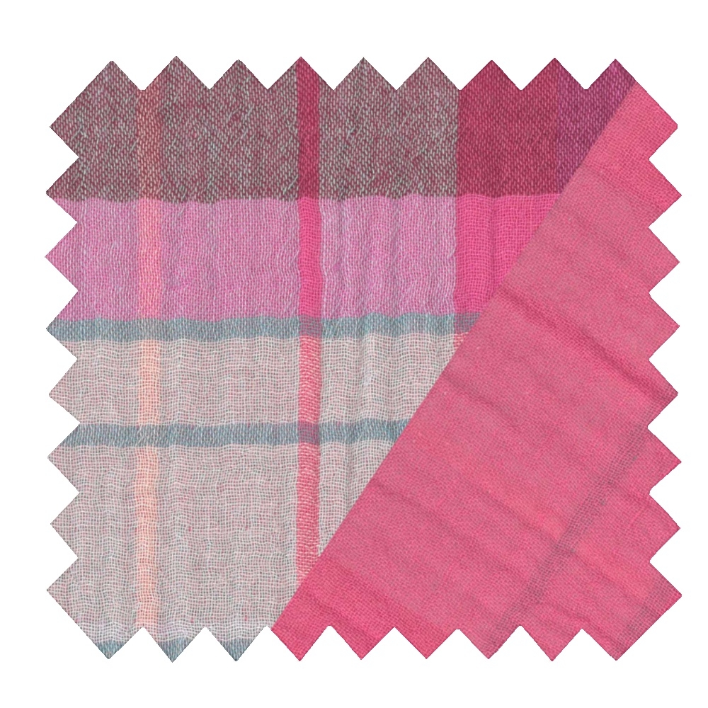 Tissu Ex2409 Double Gaze Carreaux Rose