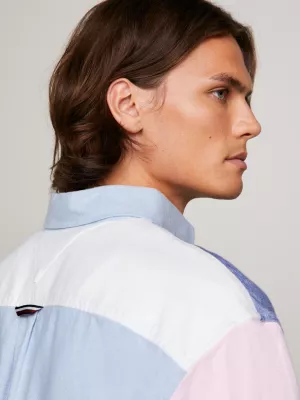 Camisa Oxford Premium com Blocos de Cores e Corte Regular