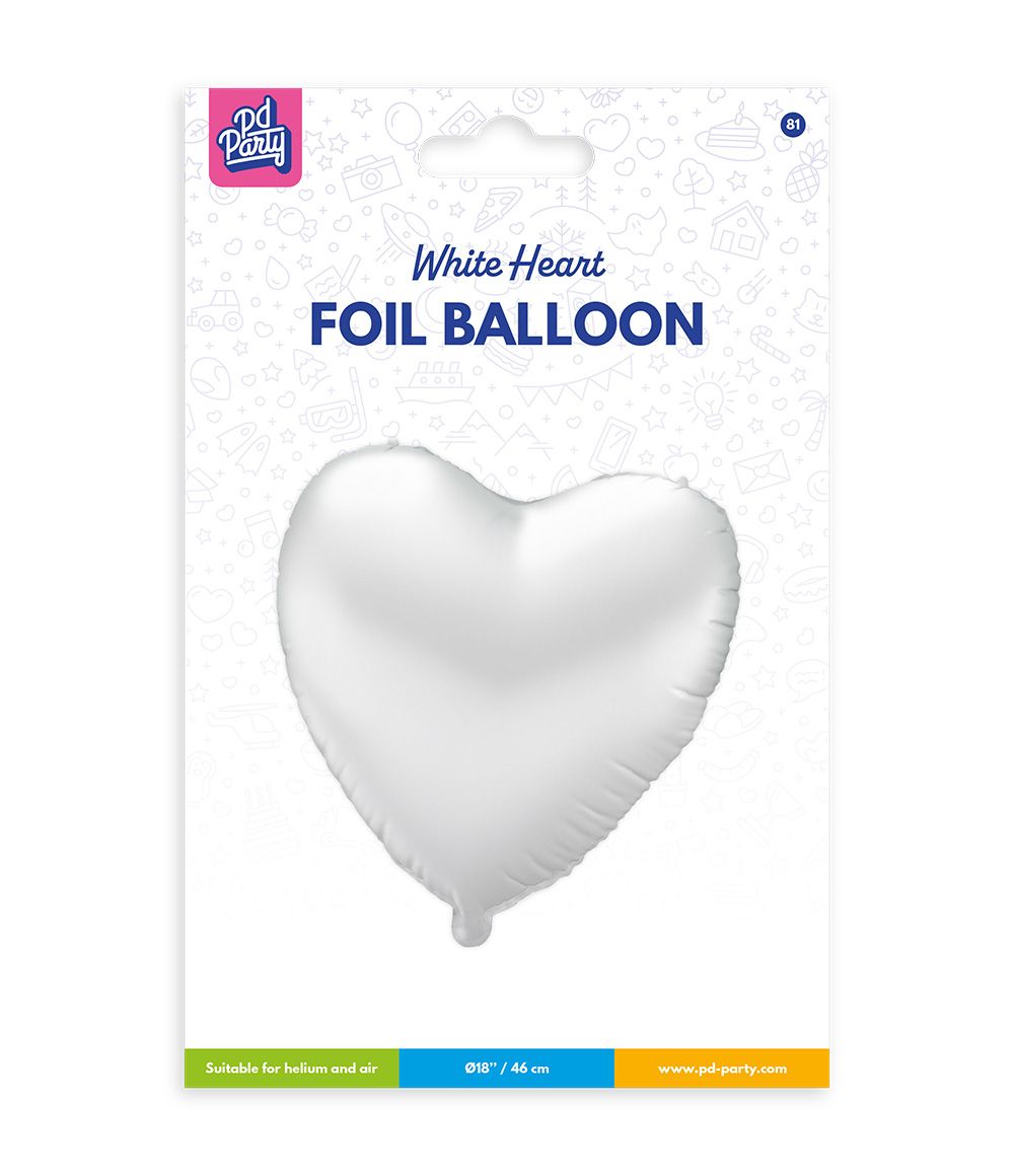 Hart Helium Ballon Wit Leeg 46cm