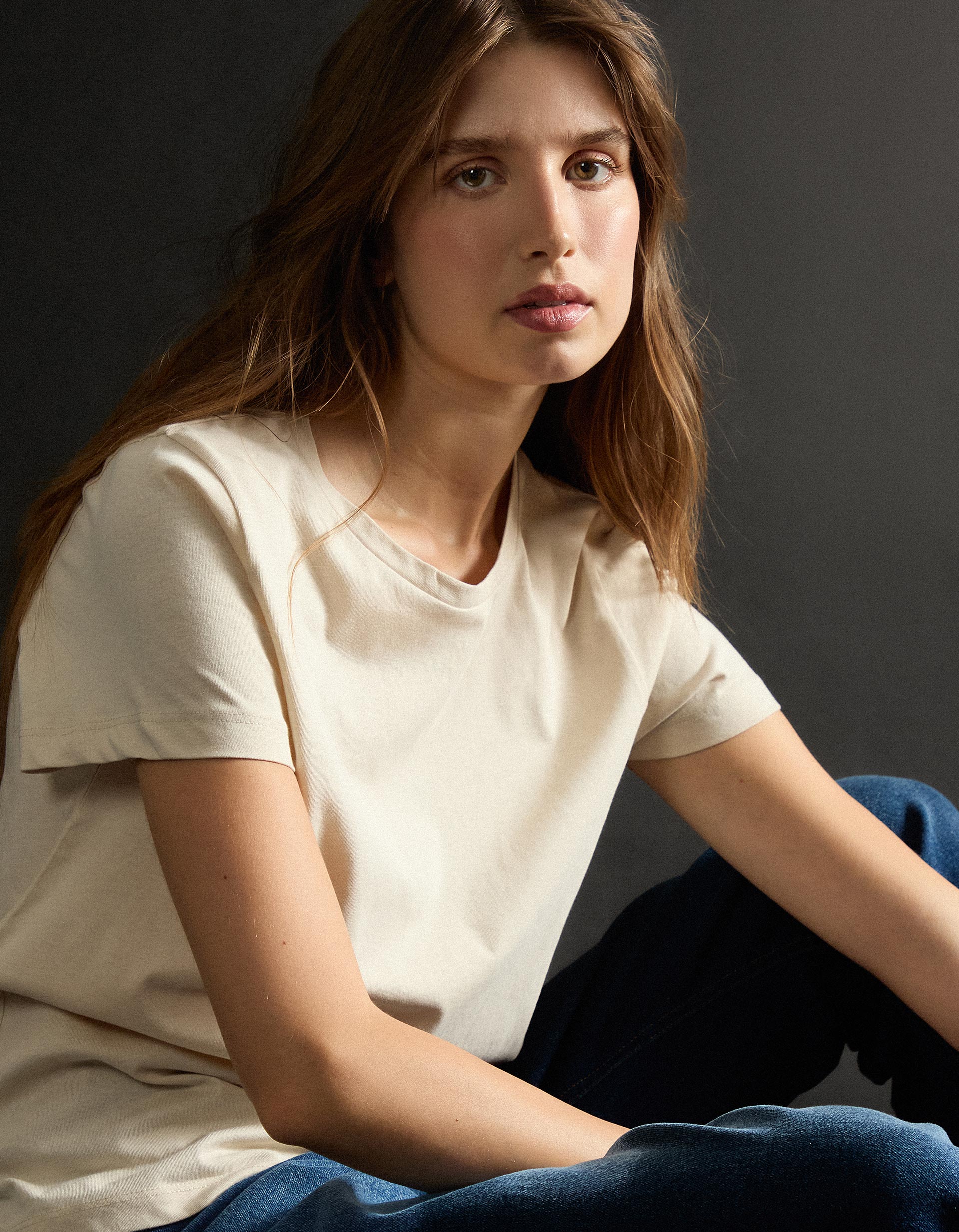 T-shirt, Mulher, Bege Claro