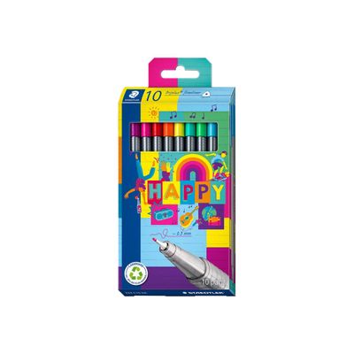 STAEDTLER triplus 334 Happy - 10 Feutres fins - couleurs assorties