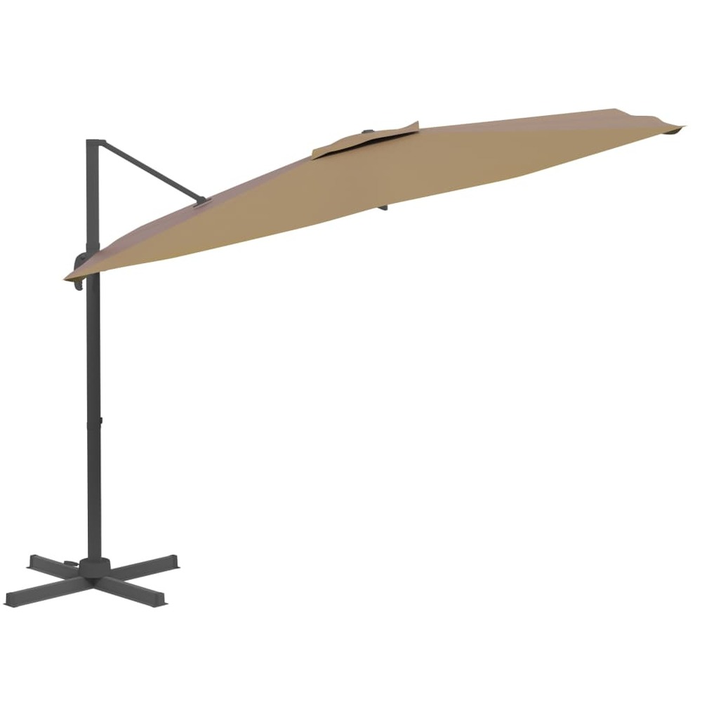 Parasol meuble de jardin déporté avec mât en aluminium 400 x 300 cm taupe