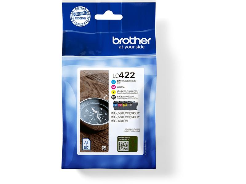 Brother Valuepack LC-422 Black/Cyan/Magenta/Yellow Tinte, Schwarz, Cyan, Magenta und Gelb