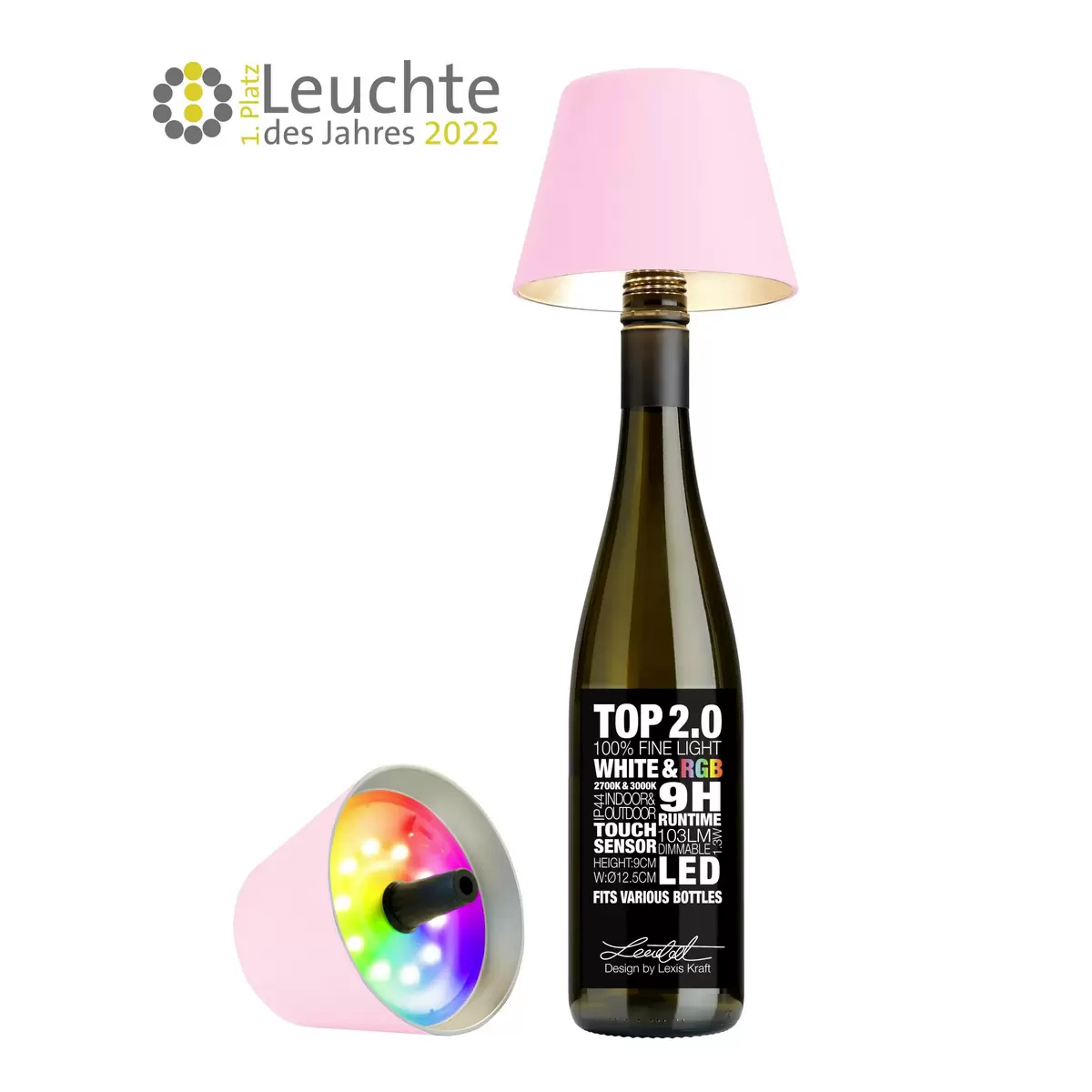 Tischleuchte Sompex Top 2.0 rosa RGB