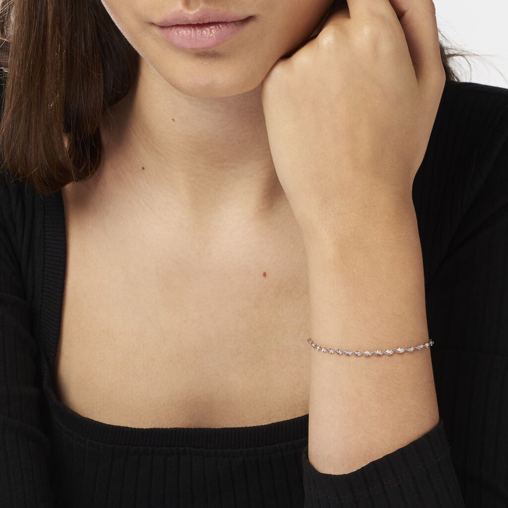 Bracelet Ciana Torsade Diamante Argent Blanc