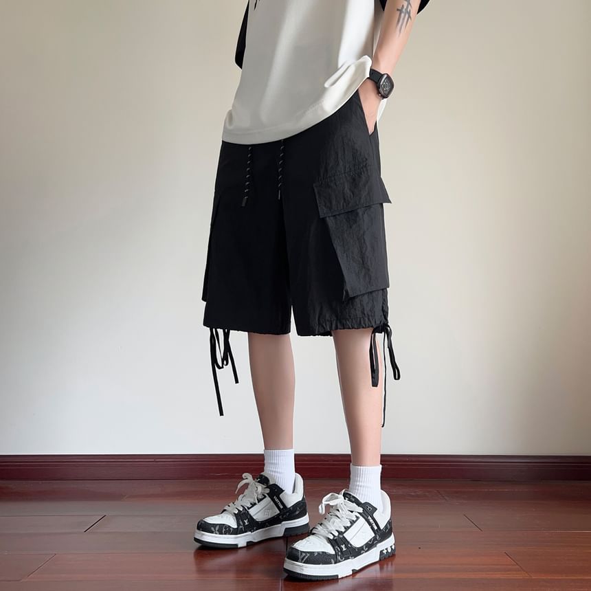 Breeson - Hoge taille, effen, wijde cargoshorts