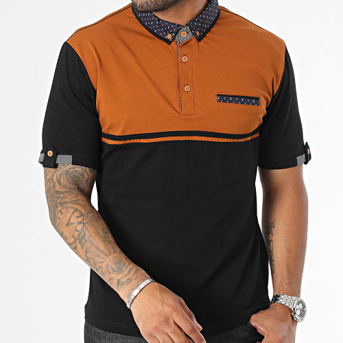 Polo Manches Courtes Marron Noir