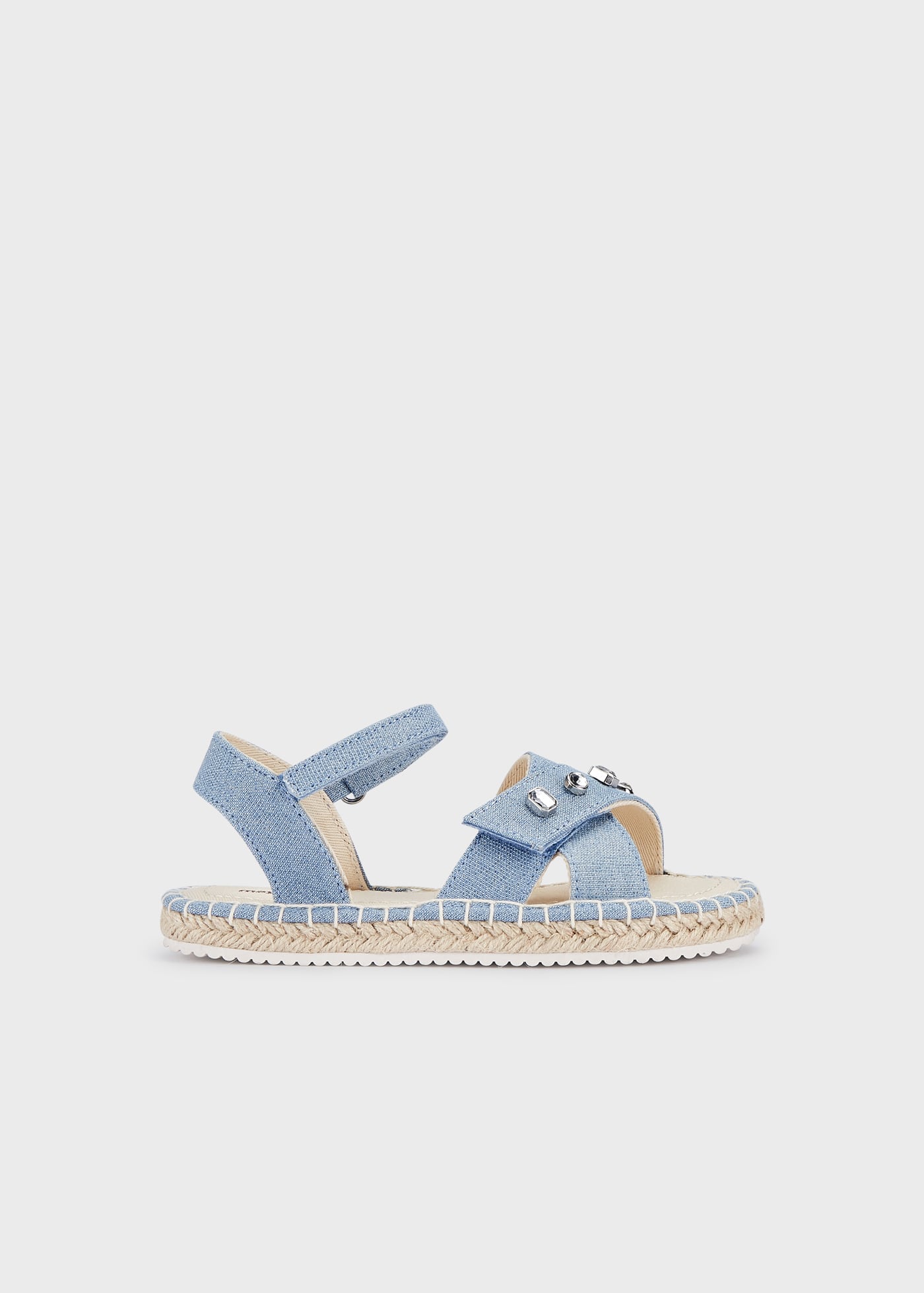 Sandália espadrille com fecho duplo de velcro para meninas