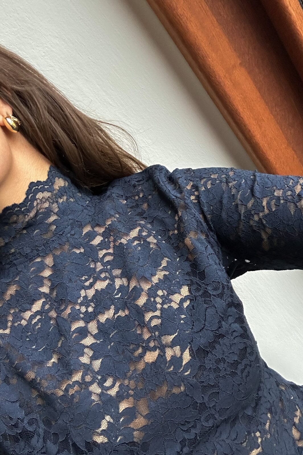 Neo Noir Liza Laceflower Blouse navy