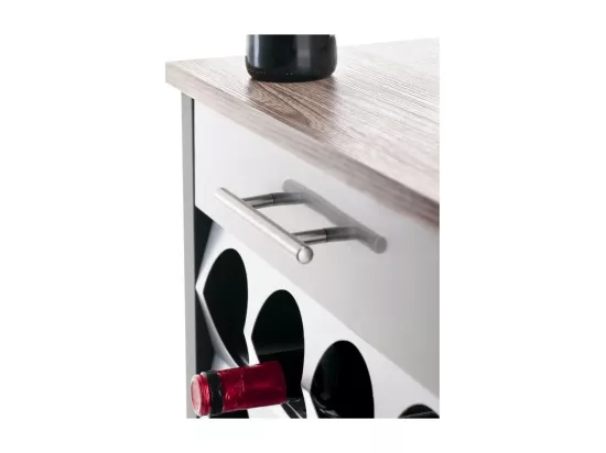 Étagère porte bouteilles à roulettes, 93*50*30 cm - Noire, Inox, Orme - capacité 24 bouteilles, BACUS