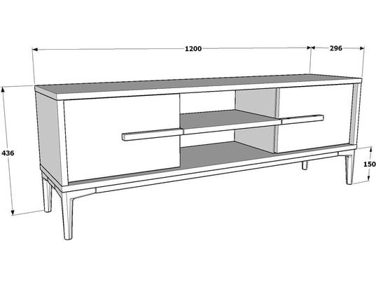 CONCEPT1 - Meuble TV Eslem - Chêne, Noir 120 x 43,6 x 29,6