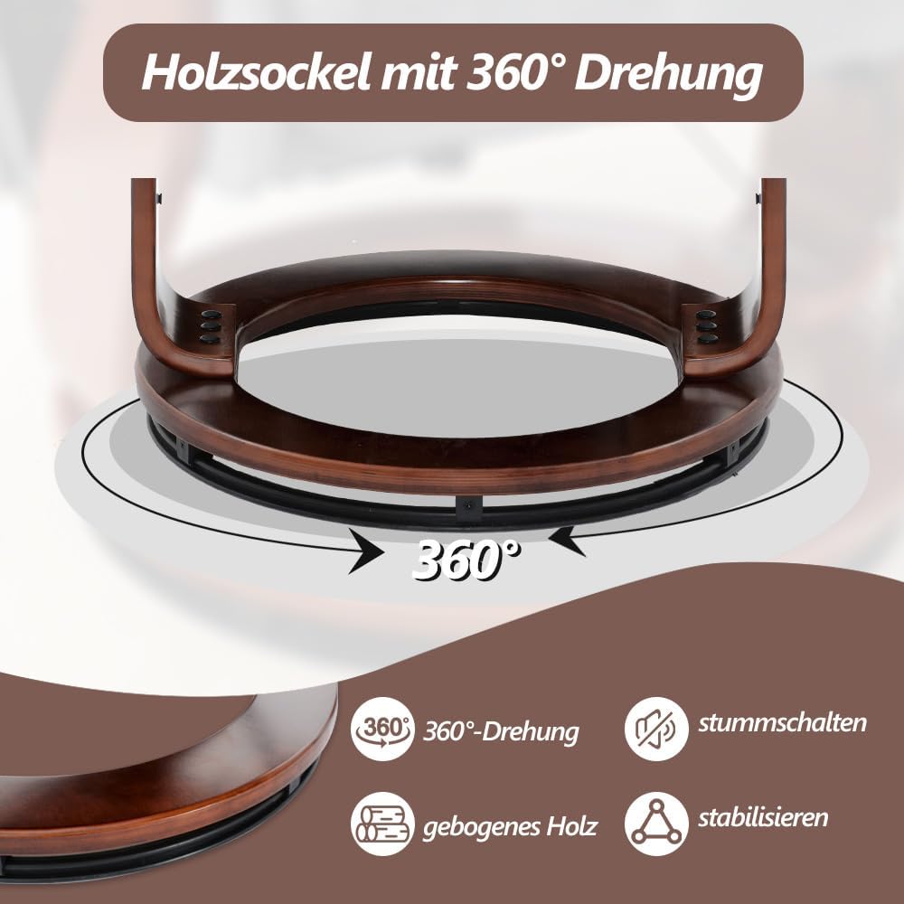 Mingone Massagesessel mit Wärmefunktion Fernsehsessel mit Hocker Relaxsessel mit Liegefunktion Elektrisch TV-Sessel für Wohnzimmer 360°Drehbar Kunstleder Schwarz