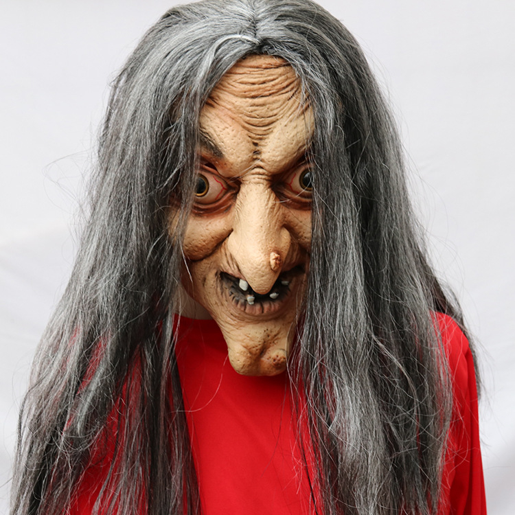 Latex Maske Fasnachts Gesichtsmaske Kostüm Zubehör Motto Party Accessoire Halloween Foto Requisit - Alte Hexe