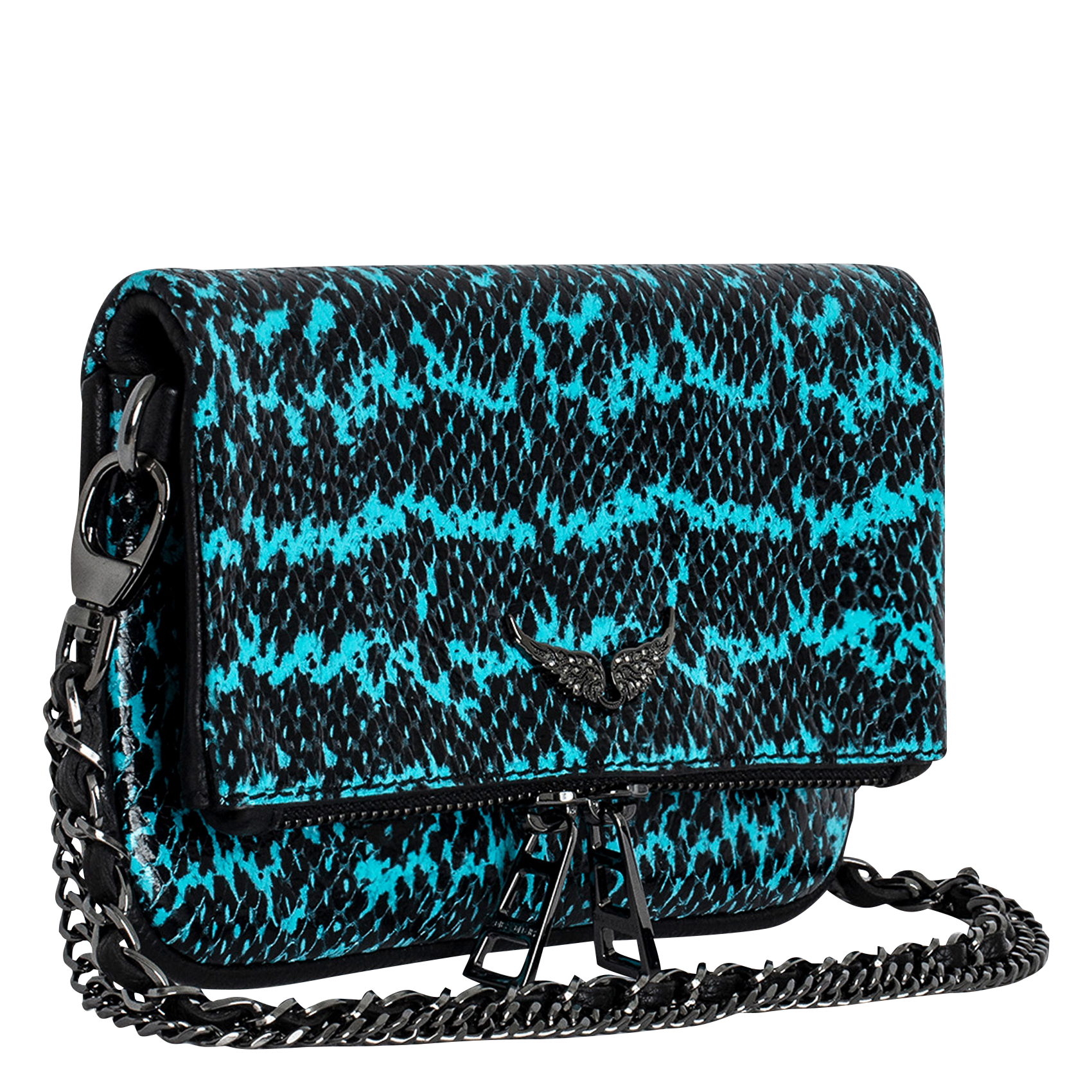 ROCK NANO WILD - Sac bandoulière en cuir effet python| Bleu