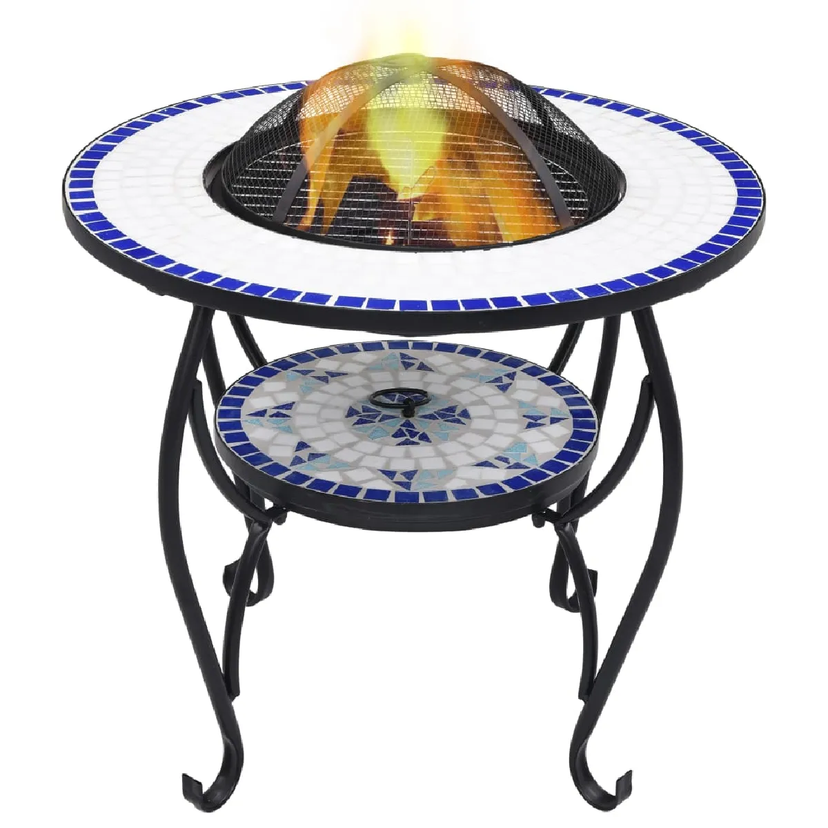 vidaXL Table Foyer Mosaïque - Bleu/Blanc
